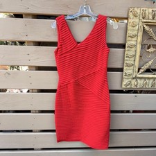 Calvin Klein Sheath Dress Womens 6 Red Soft Knit Bandage V-Neck Sleeveless
