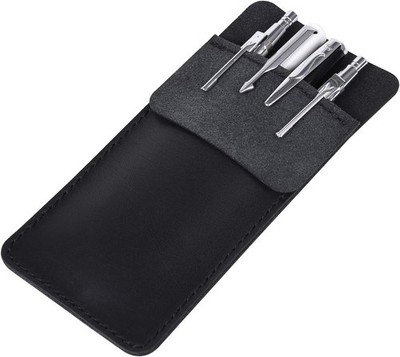 Wisdompro Genuine Leather Heavy Duty 5.1'' x 2.9'' (12.9cm x 7.4cm), Black 