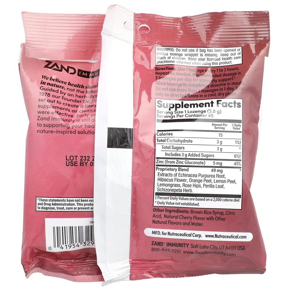 Inmunidad, Cereza Equinácea Zinc, Natural, 45 Pastillas Foto 2 de 2