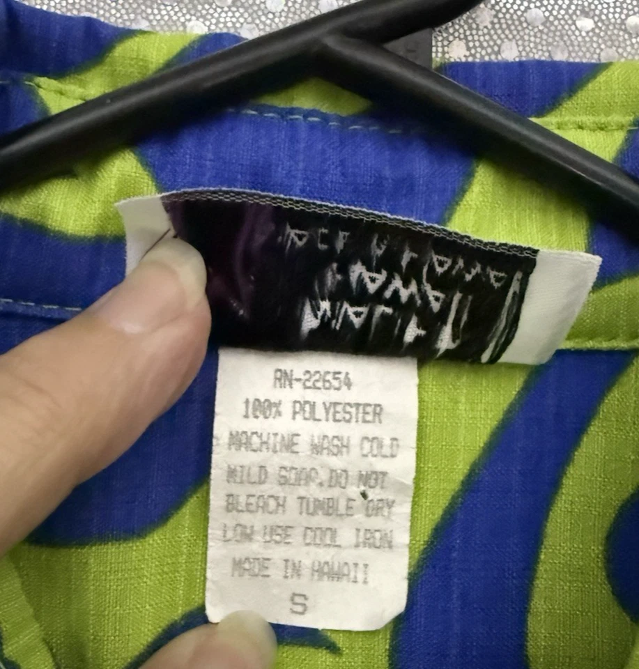 Camisa Malihini Hawaii Para Hombres Talla S Azul Verde Hawaiana Floral Abotonada EE. UU. DE COLECCIÓN Foto 4 de 4