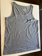 Under Armour Tank Top Mens Size Medium Light Gray HeatGear Fitted Sleeveless
