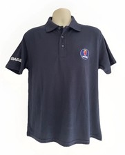 Mens Rich Cotton Polo TShirt SAAB Embroidered Chest Roundel & Sleeve Navy Blue