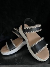 Cat Jack Girls Black Embroidered Sandals Hook Loop Adjustable Strap Size 13