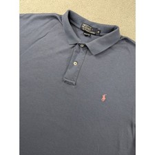 Vintage Polo Ralph Lauren Mens XL Blue Cotton Polo Shirt Made in USA Pony Logo