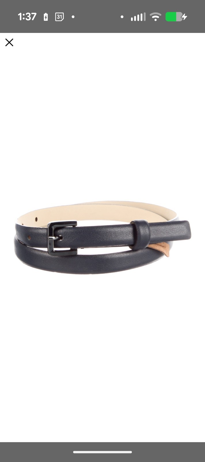 MaxMara Calf Leather Skinny Belt Midnight Blue