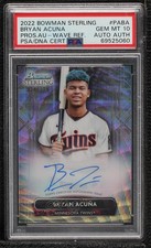 2022 Bowman Sterling Prospect Wave Refractor Bryan Acuna PSA 10 GEM MT Auto 10no