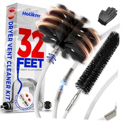  32 Feet Dryer Vent Cleaner Kit, Upgrade Flexible Lint Brush with Drill 32feet
