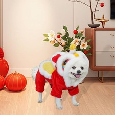 Chinese New Year Pet Costume Hooded Coat for Gatherings Celebration Holiday