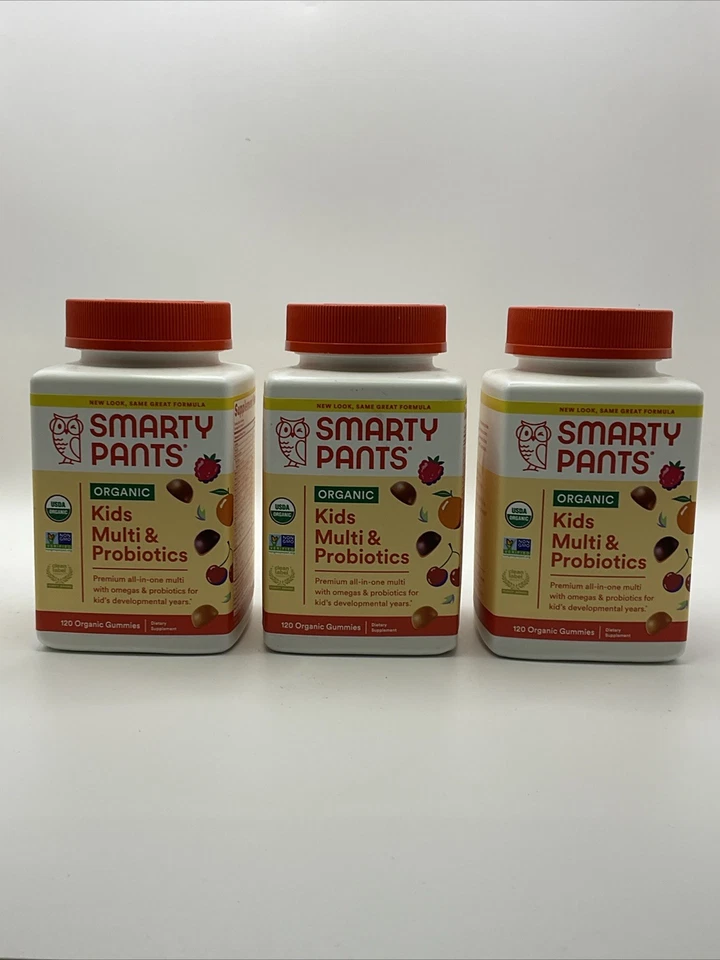 3x SmartyPants 120 unidades orgánico niños multivitamínico gomitas probióticos ex 01/26 Foto 2 de 4