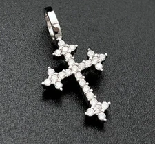 Women's Classy Cross Charm Pendant VVS Natural Moissanite 925 Sterling Silver