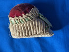 Antique Victorian Pin Cushion Pink Velvet Shoe Slipper Tatted Crochet Embroidery — photo 6