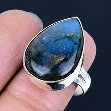Labradorite Handmade 925 Sterling Silver Jewelry Ring US Size 9