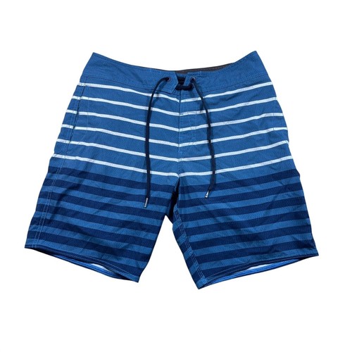 Volcom V.Co-Tech Board Shorts Mens 30 Blue Striped Surf Swim Hybrid Shorts