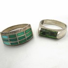 Southwest Sterling Turquoise Red Coral Inlay 3.75-10.75 Rings Lot of 6 #S5483-4 — photo 4