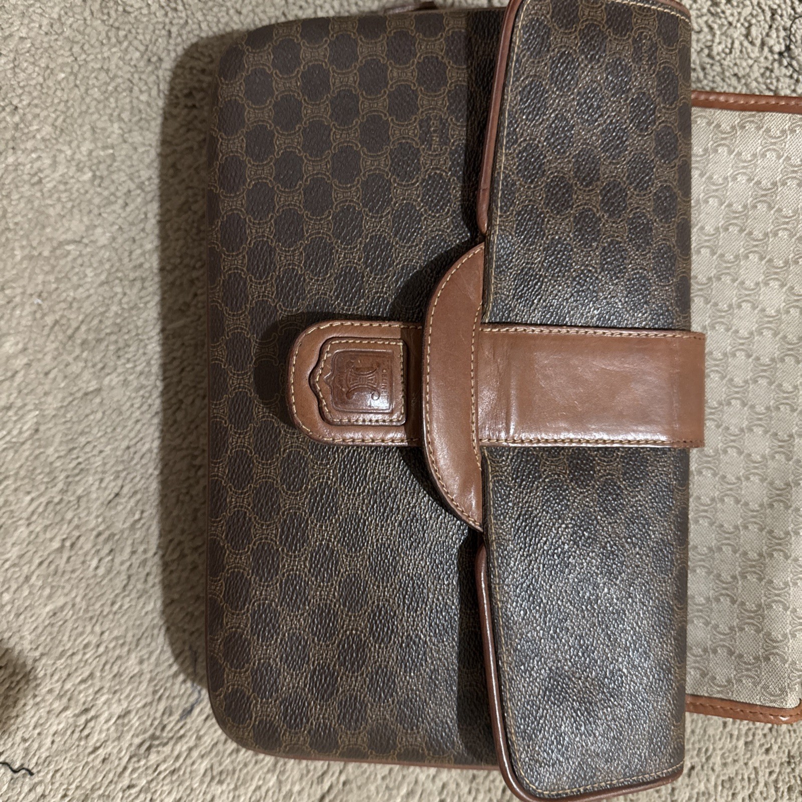 Authentic Celine Macadam Pattern PVC Leather Brow… - image 1