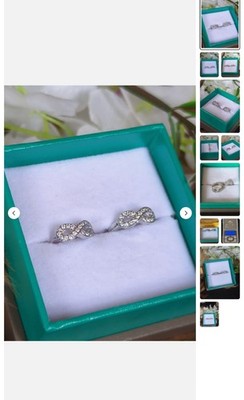 Sterling Silver Celtic Ireland Infinity Hoop Earrings Brilliant Cut Quartz...