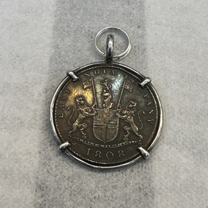ANTIQUE ADMIRAL GARDNER 1808 TEN CASH INDIA-BRITISH COIN PENDANT
