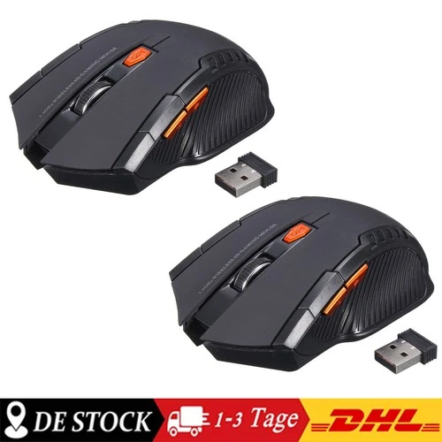 2x Funk Maus Büro Kabellos Wireless Mouse Für PC Laptop Computer Funkmaus