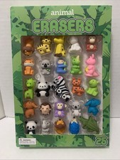 25 Animal Erasers School Office Craft Drawing Accessories New - Sealed Box
