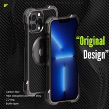 R-JUST Fo iPhone 14 13 Pro Max Aluminum Metal Carbon Fiber Case Shockproof Armor