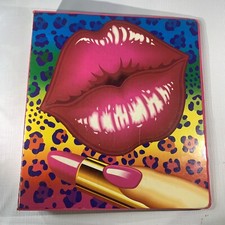 Lisa Frank Vintage 1989 3 Ring Binder Super Rare Lipstick Nail Polish Graphic