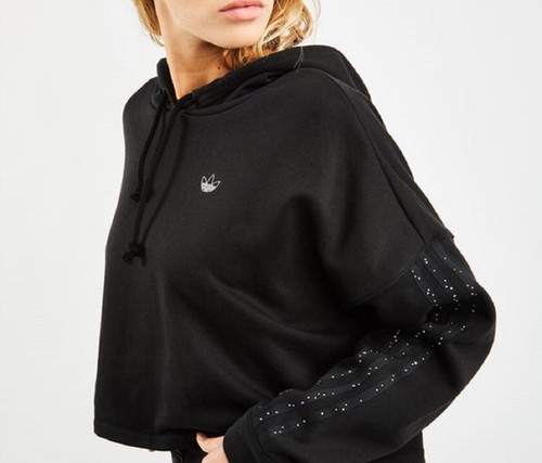 ADIDAS ORIGINALS FAKTEN DIAMOND CROP OVER THE HEAD WOMEN CROPPED HOODIE  BLACK | eBay