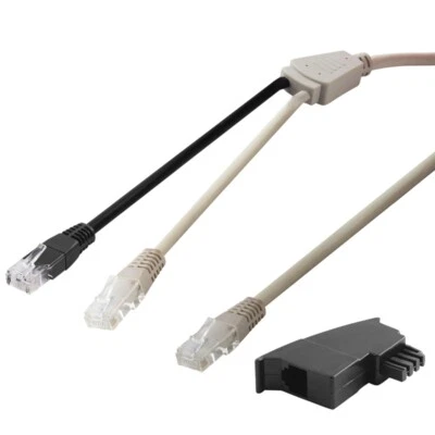 BESTPLUG Distribuidor de cable red Y DSL LAN 3m 1x a 2x conector RJ45 con adaptador TAE-F