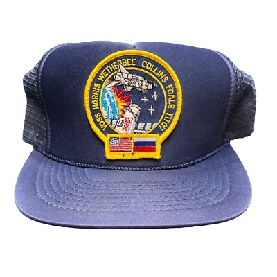 VTG New NASA Space Shuttle Launch STS-63 US Russia Snapback Mesh Trucker Hat 