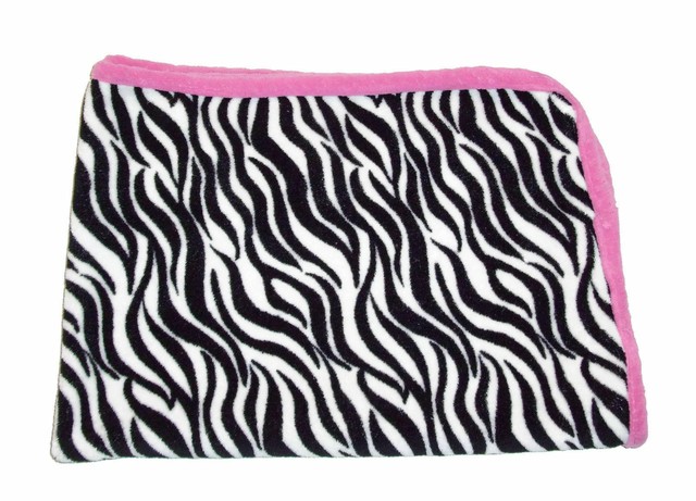 zebra blanket with pink trim