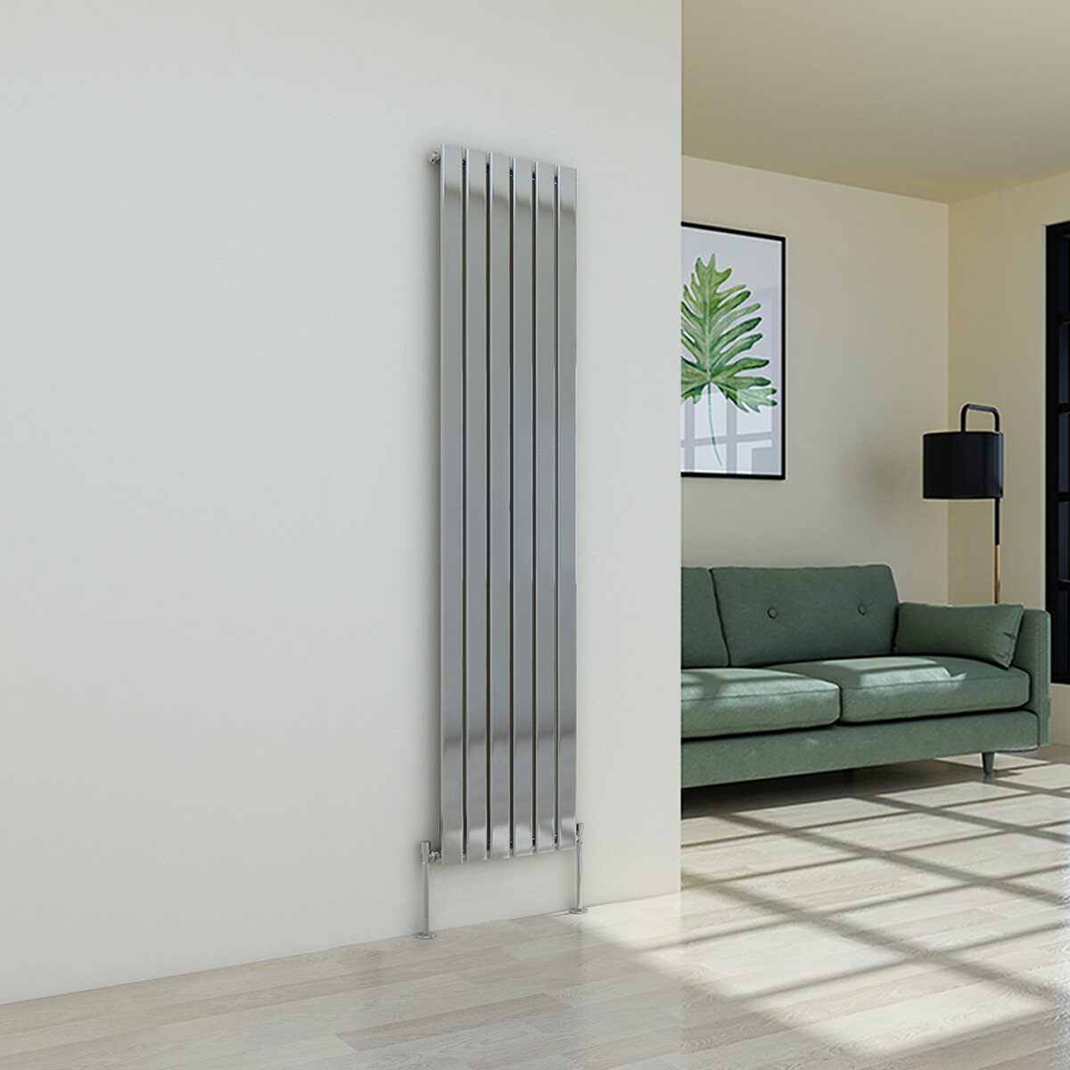 Vertical Designer Radiator Flat Panel Modern Heating Single Chrome 1800 x 410mm