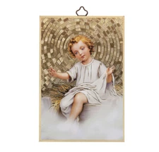 Infant Jesus Gold Foil Mosaic Plaque (4" x 6")