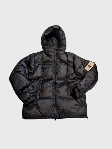Eddie Bauer Expedition NEW Mens Down Puffer Black Hood Jacket Coat M NWOT #p27