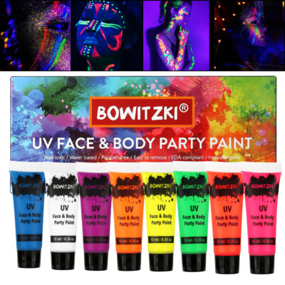8 Colors Neon UV Makeup Colors Washable Face Paint Body paint For Kids Adult