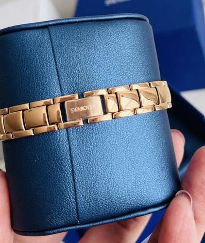 New Swarovski Crystal Delight Watch Metal Bracelet Black/Rose Gold 5580530 - Picture 5 of 11
