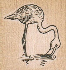 Flamingo Eating 2 1/4 x 2 1/4" Rubber Stamp, Bird Stamp, Bird Lover Stamp