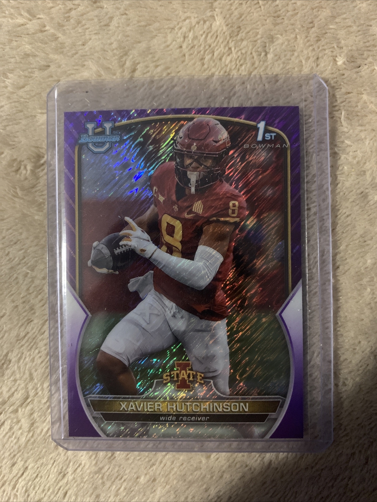 2022 Bowman Chrome University #32 Xavier Hutchinson Purple Shimmer Refractor