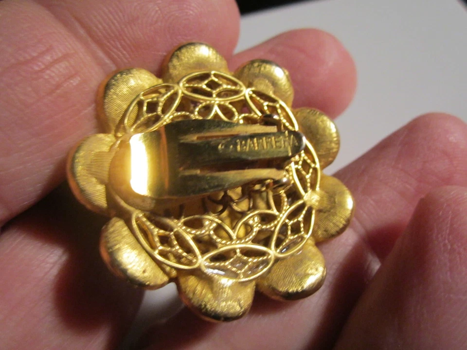 VINTAGE BARERRA GENUINE TIGER'S EYE GEMSTONE SINGLE EARRING HEAVY - AG-1 - Image 3 of 3