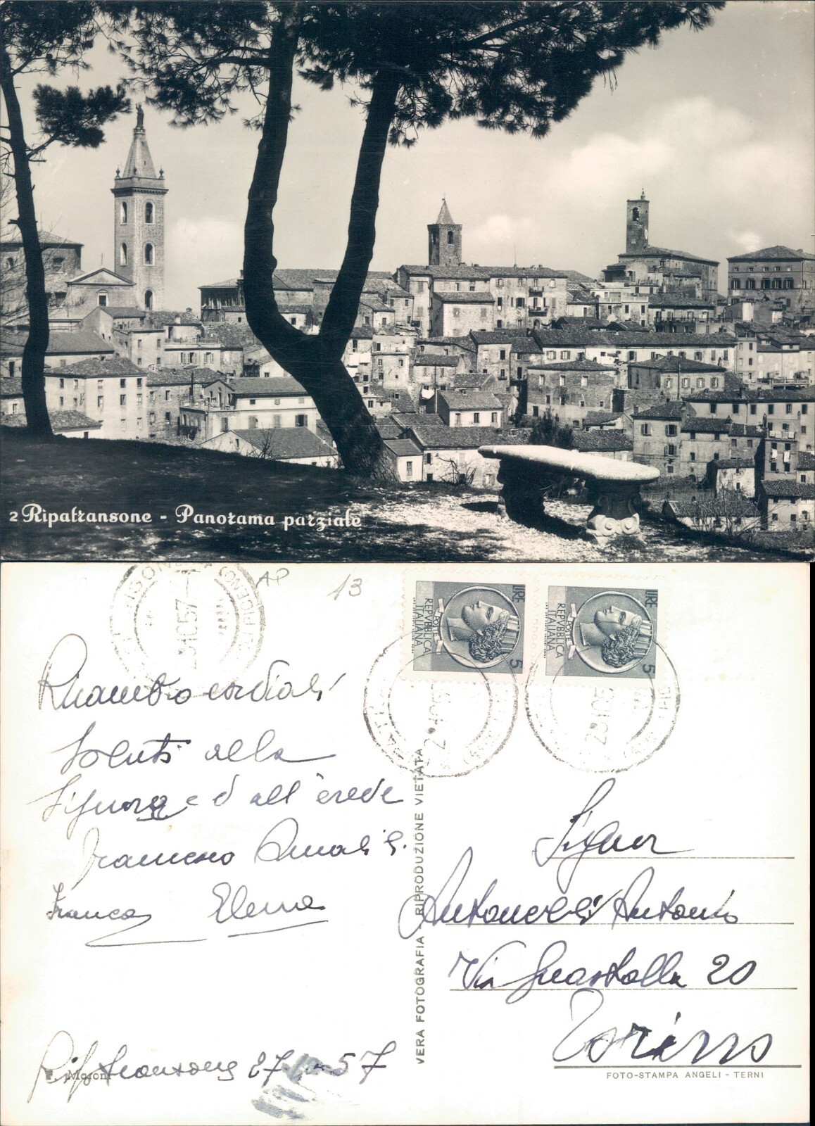 RIPATRANSONE ANNI 50 MERAVIGLIOSA PANORAMICA SULLA LOCALITA' MARCHIGIANA -65041