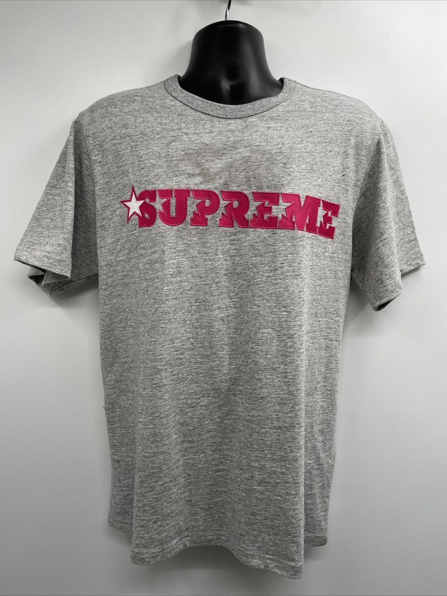 Supreme SS20 PINK Star LOGO Heather Grey Short Sleeve T Supreme SS20 PINK Star LOGO Heather Grey Short Sleeve T