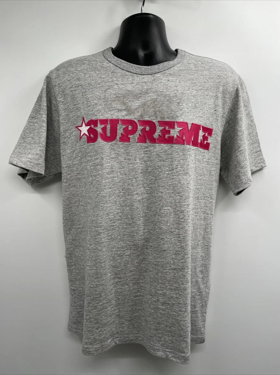 Supreme SS20 PINK Star LOGO Heather Grey Short Sleeve T-Shirt Size Large  NWOT