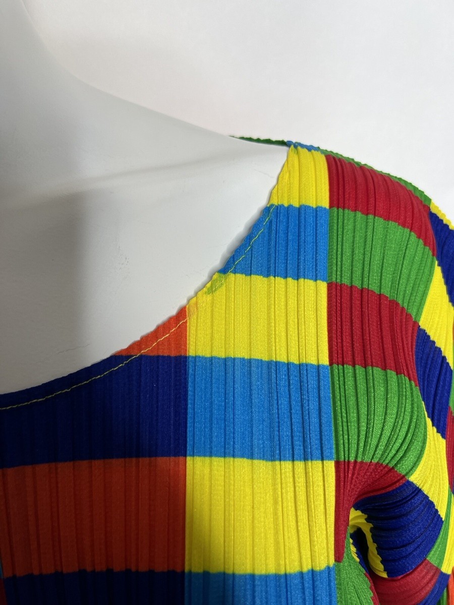 Vtg PLEATS PLEASE ISSEY MIYAKE C.1990s MULTICOLOR PLEATED TOP S | eBay