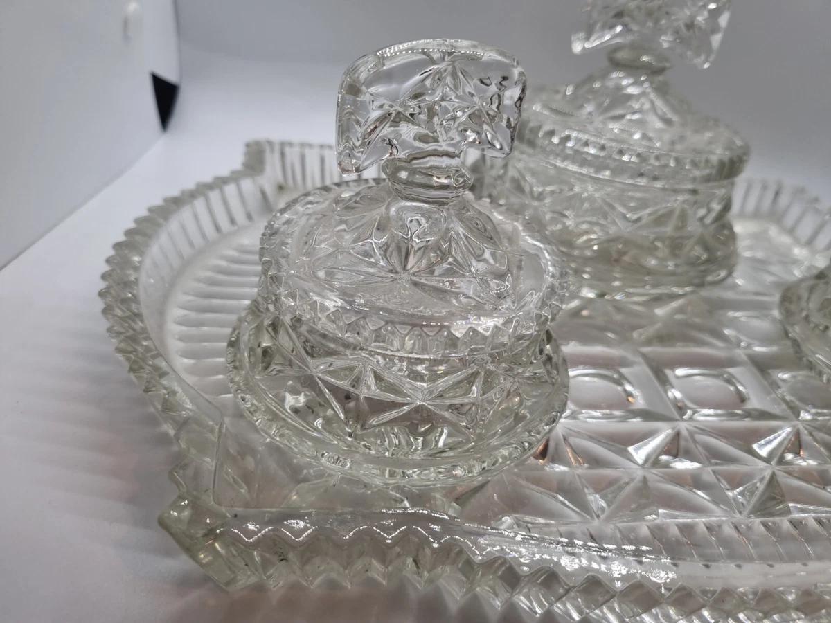 Vintage glass dressing table tray deals