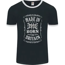 Born In Britain 70th Birthday Made 1955 Mens Ringer T-Shirt FotL