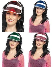 80'S 80S COLOR CLEAR POKER GOLF PUB RAVE SUN VISOR FUN COSTUME VEGAS CAP HAT 