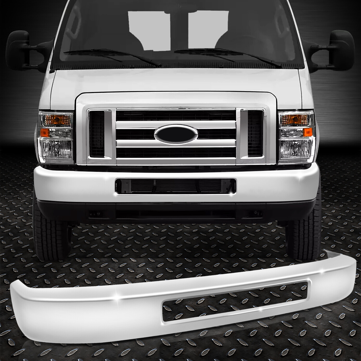 For 08-19 E150 E250 E350 E450 SD Polished Chrome Steel Front Bumper