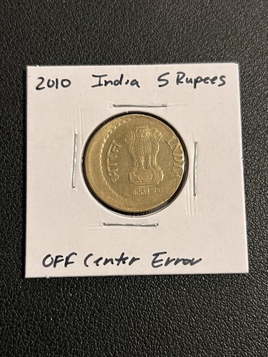 India 2010 Circulated New 5 Rupees Coin struck 15% Off Center Foreign Money - Picture 3 of 3