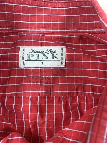 Thomas Pink Shirt Mens Large Red Striped Long Sleeve Casual Button Up - Picture 5 of 13