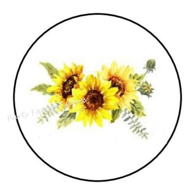 2cm 32xAufkleber Sticker Brief Post Sunflower Bouquet bunt Rund R1954