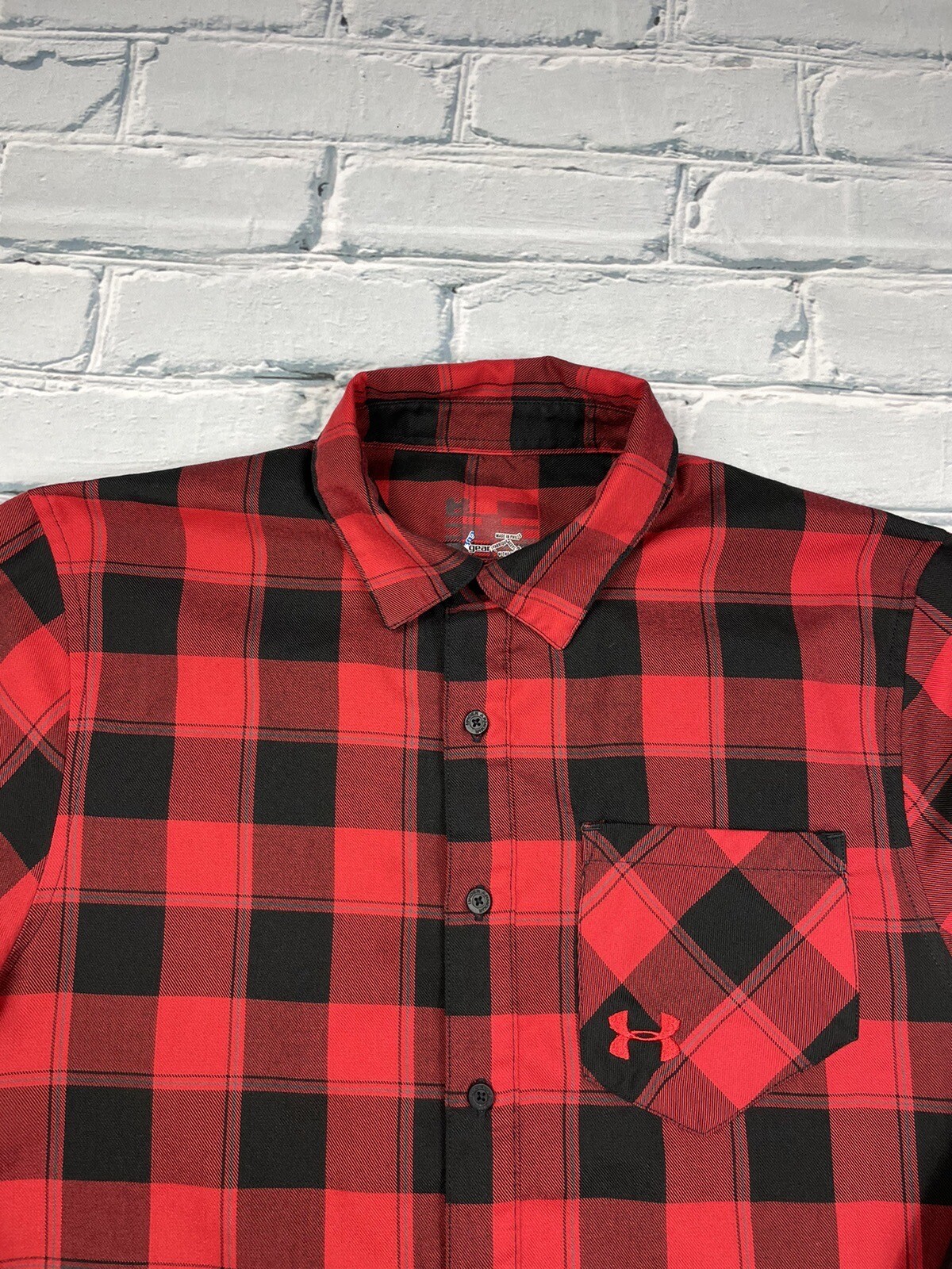 Under Armour Coldgear Flannel Red Plaids Shirt Size M Outdoor Hike