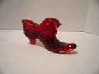 FENTON RED HOBNAIL PANTHER HEAD SLIPPER